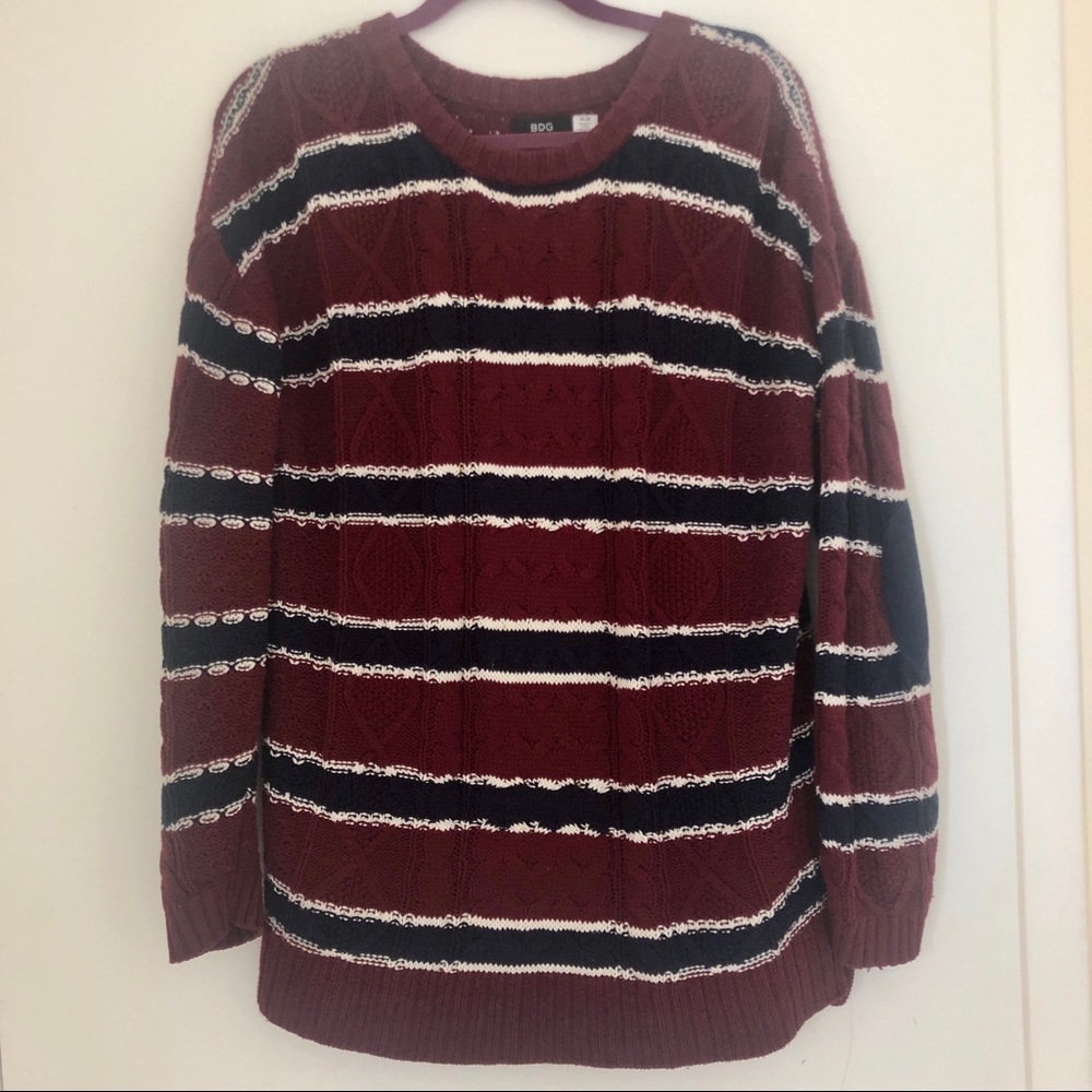 BDG, urban outfitters Maroon/Navy/White sweater